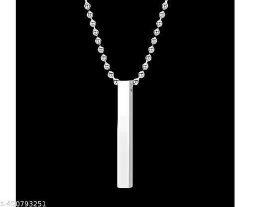 Minimal Men's Pendant Necklace Combo: Black Octagon, Silver Bar & Arrowhead Designs