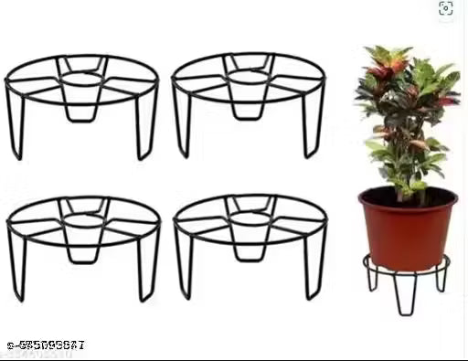 Outdoor Plant Stand, Flower Pot Stand, Planter Stand, Gamla Stand, Metal Plant Stand / Pot Stand (Pack of 4pcs), Height - 10cm & Length - 20cm