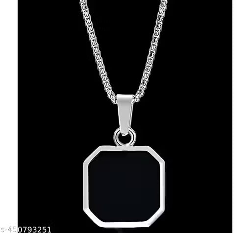 Minimal Men's Pendant Necklace Combo: Black Octagon, Silver Bar & Arrowhead Designs
