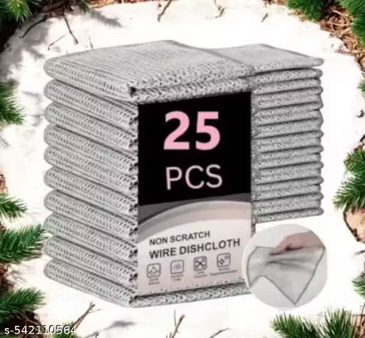 25 PACK Quality Cloth  Designer Scrubs & Sponges Non-Scratch Wire Dishcloth & Gaps Cleaning Brush, Multipurpose Wire Dishwashing Rags for Wet and Dry, Easy Rinsing, Reusabless, Wire Cleaning Cloth for Kitchen, Sinks, dish wash scrub(Pack of 25)