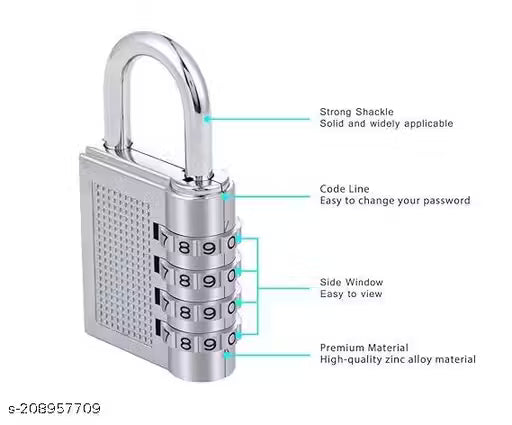 Stylish  Stainless Steel Glossy Smart Lock (Silver) |  No key Tension , Anti Rust